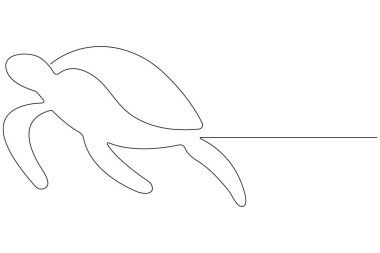 Deniz kaplumbağası konseptinin aralıksız çizimi. Minimalist tasvirler.