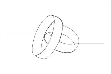 Çizgi vektör illüstrasyonunda sürekli bir çift alyans çizimi