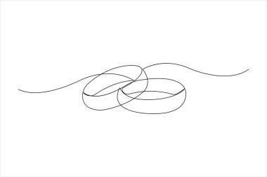 Çizgi vektör illüstrasyonunda sürekli bir çift alyans çizimi