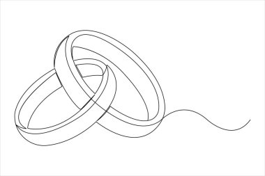 Çizgi vektör illüstrasyonunda sürekli bir çift alyans çizimi