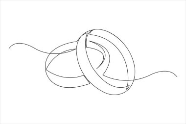 Çizgi vektör illüstrasyonunda sürekli bir çift alyans çizimi