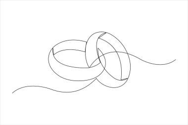 Çizgi vektör illüstrasyonunda sürekli bir çift alyans çizimi