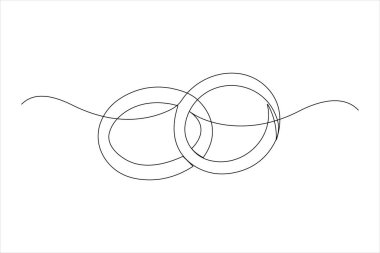 Çizgi vektör illüstrasyonunda sürekli bir çift alyans çizimi