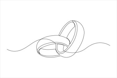 Çizgi vektör illüstrasyonunda sürekli bir çift alyans çizimi