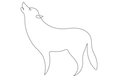 Kurt hayvanların sürekli bir çizgi çizimi konsept tek çizgi çizimi vektör tasarımı