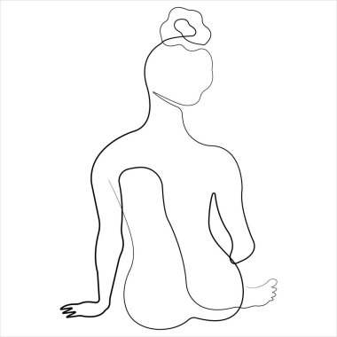 Güzel kadın vücut minimalist kadın figürünün aralıksız tek çizgi çizimi vektör çizimi