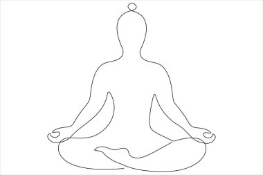 Sürekli olarak yoga yapan bir adamın çizdiği bir çizgi ana taslak çizimi.