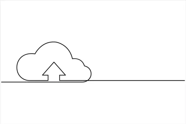 Bulut sürekli bir çizgi tek bir gökyüzü karalama vektör çizimi. Tek çizgi bulutu hava durumu vektörü