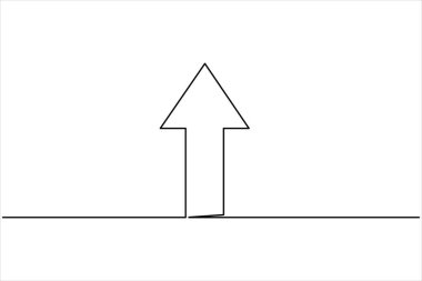 Aralıksız bir ok çizimi çizimi. Satır sanatı ok sembolünün vektör illüstrasyonu