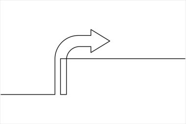 Aralıksız bir ok çizimi çizimi. Satır sanatı ok sembolünün vektör illüstrasyonu