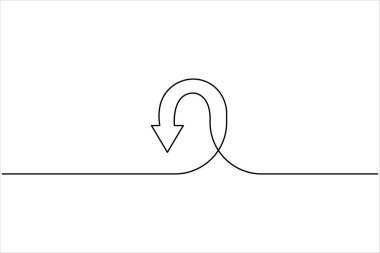 Aralıksız bir ok çizimi çizimi. Satır sanatı ok sembolünün vektör illüstrasyonu