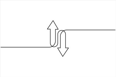 Aralıksız bir ok çizimi çizimi. Satır sanatı ok sembolünün vektör illüstrasyonu