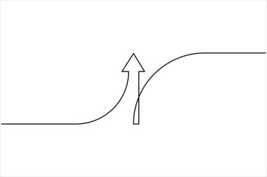 Aralıksız bir ok çizimi çizimi. Satır sanatı ok sembolünün vektör illüstrasyonu