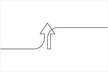 Aralıksız bir ok çizimi çizimi. Satır sanatı ok sembolünün vektör illüstrasyonu