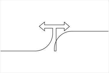 Aralıksız bir ok çizimi çizimi. Satır sanatı ok sembolünün vektör illüstrasyonu