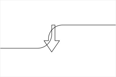 Aralıksız bir ok çizimi çizimi. Satır sanatı ok sembolünün vektör illüstrasyonu