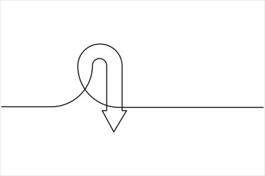 Aralıksız bir ok çizimi çizimi. Satır sanatı ok sembolünün vektör illüstrasyonu