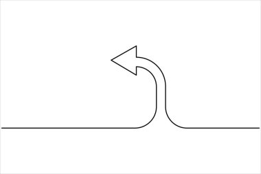 Aralıksız bir ok çizimi çizimi. Satır sanatı ok sembolünün vektör illüstrasyonu