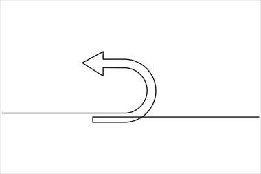 Aralıksız bir ok çizimi çizimi. Satır sanatı ok sembolünün vektör illüstrasyonu