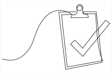 Pano ve kontrol listesi tasarımının aralıksız tek satır çizimi. Kontrol listesi olan pano bir satır vektör illüstrasyonu