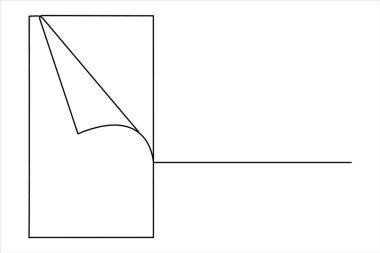 Katlanmış köşeli vektör illüstrasyonlu belgenin sürekli bir satır çizimi