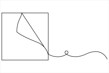 Katlanmış köşeli vektör illüstrasyonlu belgenin sürekli bir satır çizimi
