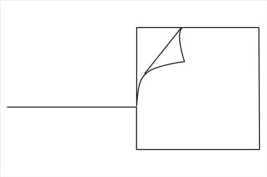 Katlanmış köşeli vektör illüstrasyonlu belgenin sürekli bir satır çizimi