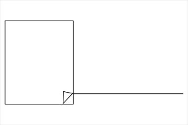 Katlanmış köşeli vektör illüstrasyonlu belgenin sürekli bir satır çizimi