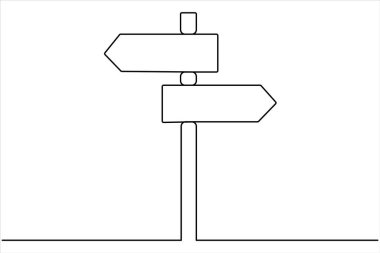 Yol yön tabelası vektör illüstrasyonunun aralıksız çizimi