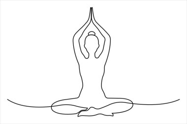 Yoga egzersizi yoga poz vektörü illüstrasyonunun aralıksız bir çizimi