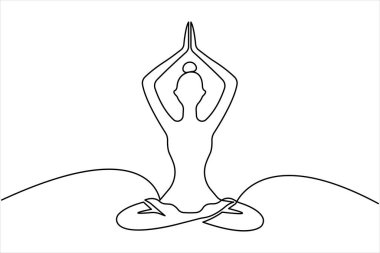 Yoga egzersizi yoga poz vektörü illüstrasyonunun aralıksız bir çizimi
