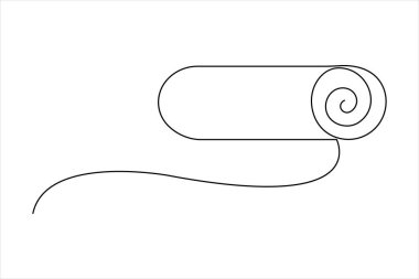 Yoga mat fitness ekipmanı konsept vektör illüstrasyonunun sürekli çizimi