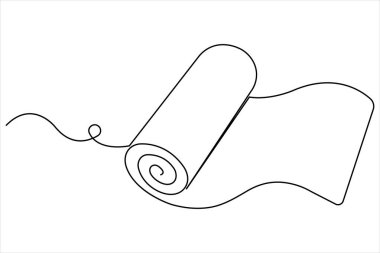 Yoga mat fitness ekipmanı konsept vektör illüstrasyonunun sürekli çizimi