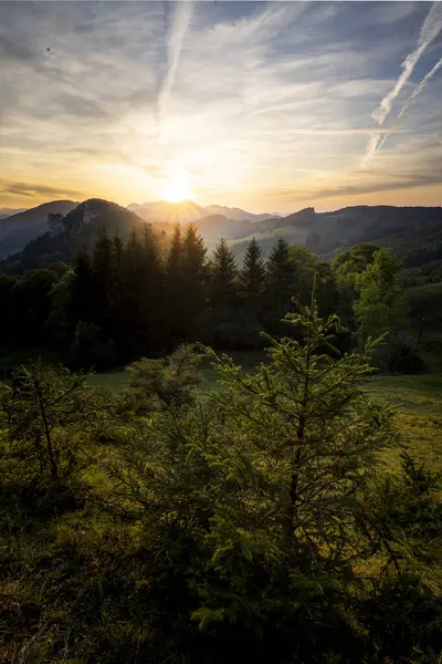 İsviçre 'deki Jura' da Ankenballen Üzerinden Şaşılacak Gün Batımı