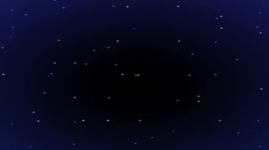 Derin mavi ve siyah arkaplana dağılmış çok sayıda küçük, parıldayan noktanın yer aldığı sakin ve büyüleyici bir soyut video..