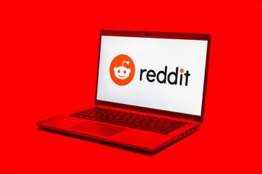Prag, Çek Cumhuriyeti - 21 Ekim 2024: Reddit logosunu gösteren modern dizüstü bilgisayar ekranı