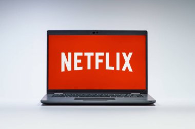 Prag, Çek Cumhuriyeti - 10 21 2024: Netflix logosunu gösteren bir defter.