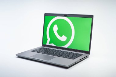 Prag, Çek Cumhuriyeti - 21 Ekim 2024: Logoyu gösteren modern dizüstü bilgisayar ekranı