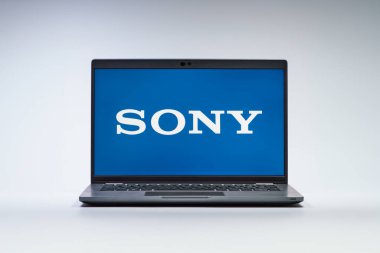 Prag, Çek Cumhuriyeti - 21 Ekim 2024: Sony logosunu gösteren modern dizüstü bilgisayar ekranı