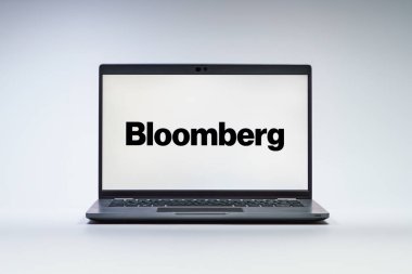 Prag, Çek Cumhuriyeti - 21 Ekim 2024: Bloomberg logosunu gösteren dizüstü bilgisayar