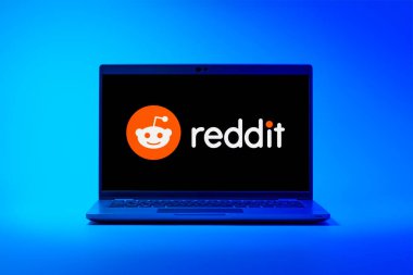 Prag, Çek Cumhuriyeti - 21 Ekim 2024: Reddit logosunu gösteren dizüstü bilgisayar ekranı
