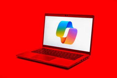 Prag, Çek Cumhuriyeti - 21 Ekim 2024: Microsoft yardımcı pilot logosunu gösteren dizüstü bilgisayar ekranı