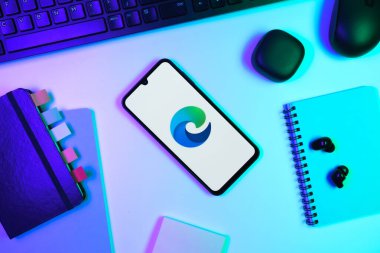 Prag, Çek Cumhuriyeti - 10 21 2024: Sınırın logosunu gösteren akıllı telefon.