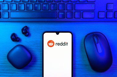 Prag, Çek Cumhuriyeti - 10 21 2024: Reddit logosunu gösteren akıllı telefon.
