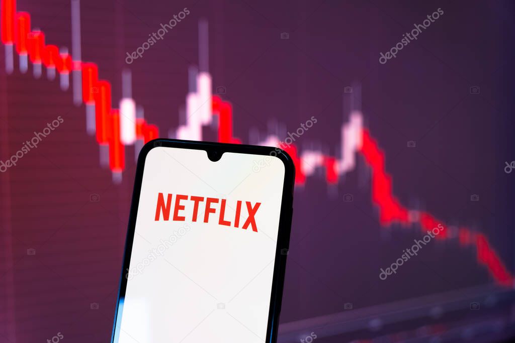 Prague, Czechia - 10 21 2024: Smartphone on surface showing Netflix logo.
