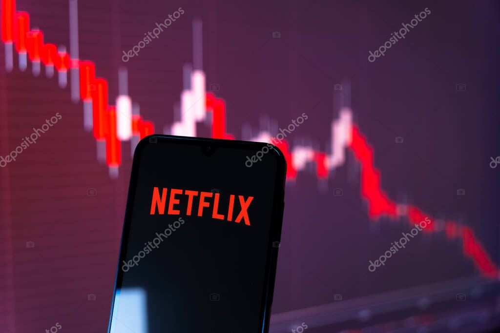Prague, Czechia - 10 21 2024: Smartphone on surface showing Netflix logo.