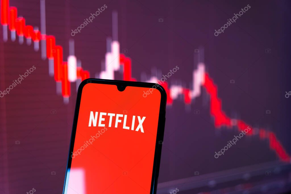 Prague, Czechia - 10 21 2024: Smartphone on surface showing Netflix logo.