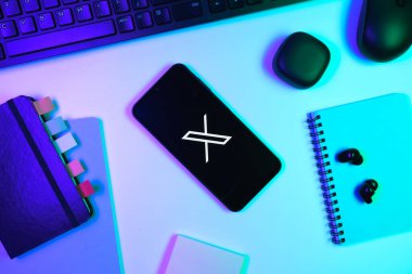 Prag, Çek Cumhuriyeti - 10 21 2024: X logosu gösteren akıllı telefon.