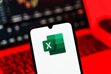 Prag, Çek Cumhuriyeti - 10 21 2024: Excel logosunu gösteren akıllı telefon.