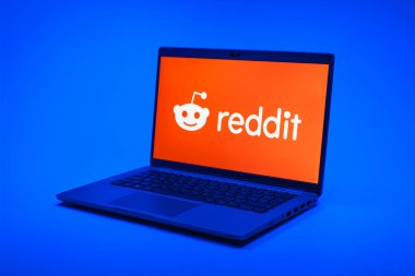Prag, Çek Cumhuriyeti - 12 Ocak 2025: Reddit logosunu gösteren dizüstü bilgisayar.